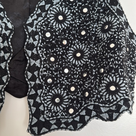 Free People Black and Gray Embroidered Vest - Picture 3 of 5